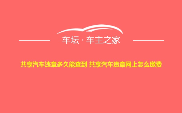 共享汽车违章多久能查到 共享汽车违章网上怎么缴费