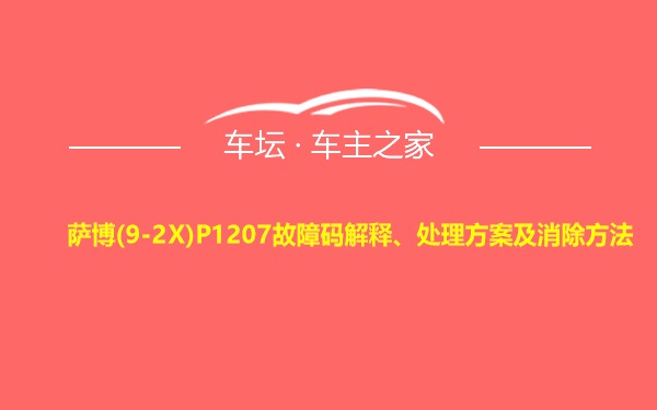 萨博(9-2X)P1207故障码解释、处理方案及消除方法