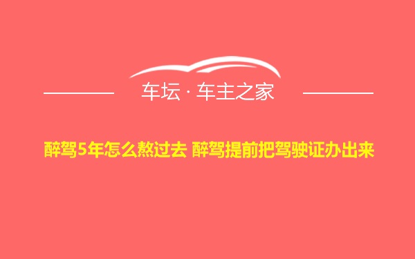 醉驾5年怎么熬过去 醉驾提前把驾驶证办出来