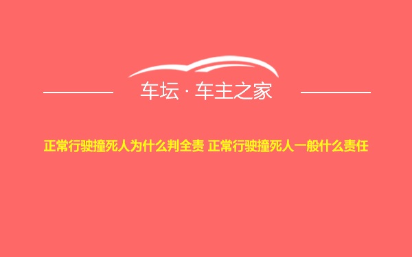 正常行驶撞死人为什么判全责 正常行驶撞死人一般什么责任