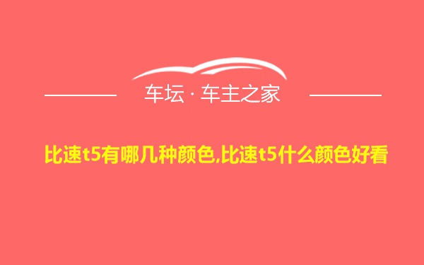 比速t5有哪几种颜色,比速t5什么颜色好看