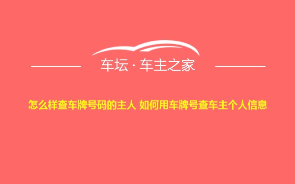 怎么样查车牌号码的主人 如何用车牌号查车主个人信息