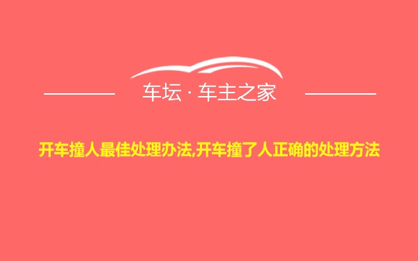 开车撞人最佳处理办法,开车撞了人正确的处理方法