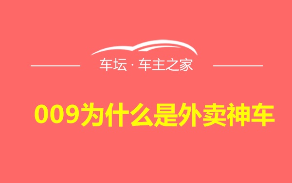 009为什么是外卖神车