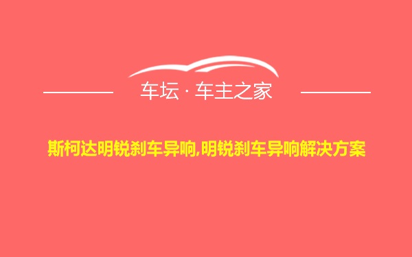 斯柯达明锐刹车异响,明锐刹车异响解决方案