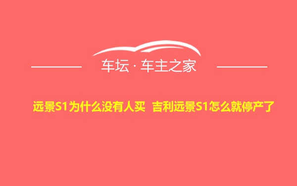 远景S1为什么没有人买 吉利远景S1怎么就停产了