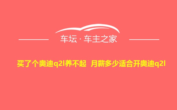 买了个奥迪q2l养不起 月薪多少适合开奥迪q2l