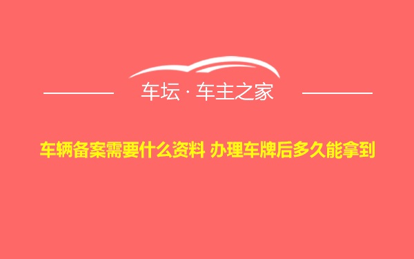 车辆备案需要什么资料 办理车牌后多久能拿到