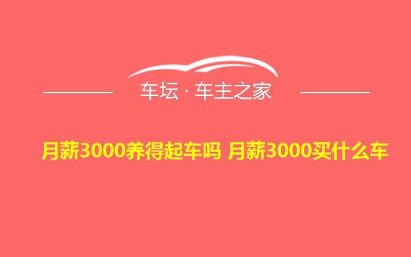 月薪3000养得起车吗 月薪3000买什么车