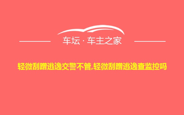 轻微刮蹭逃逸交警不管,轻微刮蹭逃逸查监控吗