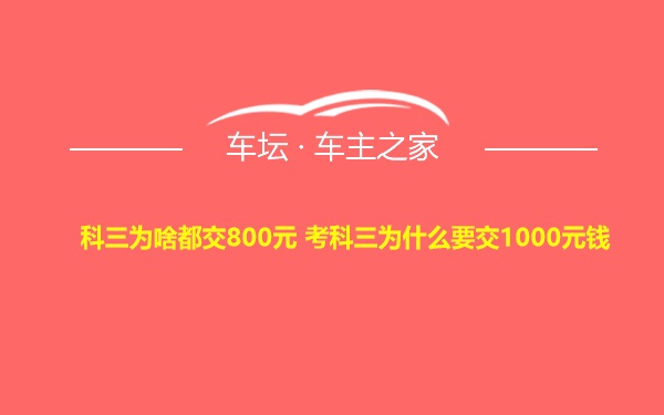 科三为啥都交800元 考科三为什么要交1000元钱