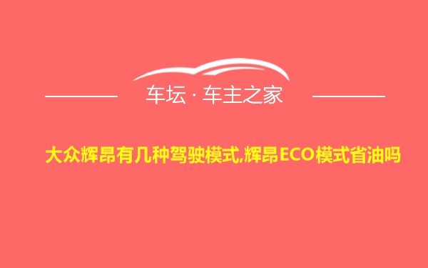 大众辉昂有几种驾驶模式,辉昂ECO模式省油吗