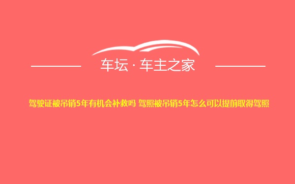 驾驶证被吊销5年有机会补救吗 驾照被吊销5年怎么可以提前取得驾照