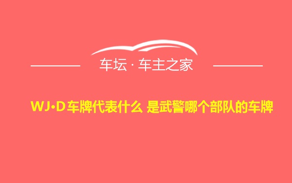 WJ•D车牌代表什么 是武警哪个部队的车牌