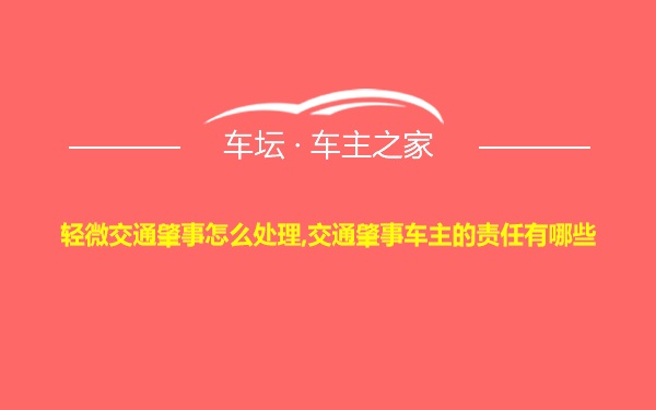 轻微交通肇事怎么处理,交通肇事车主的责任有哪些