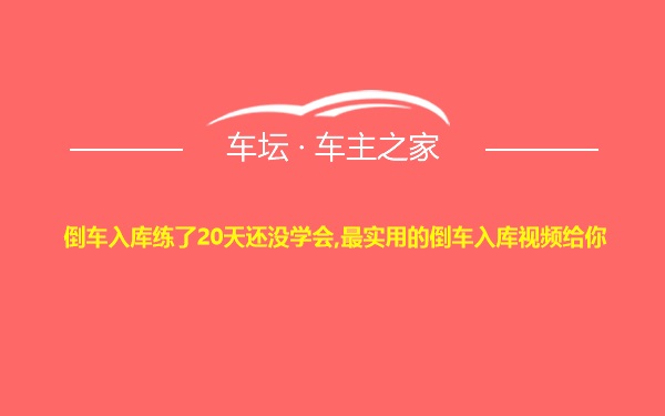 倒车入库练了20天还没学会,最实用的倒车入库视频给你