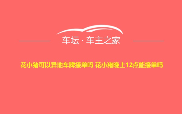 花小猪可以异地车牌接单吗 花小猪晚上12点能接单吗