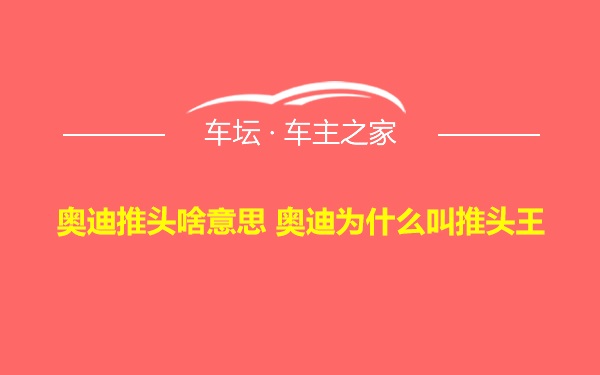 奥迪推头啥意思 奥迪为什么叫推头王