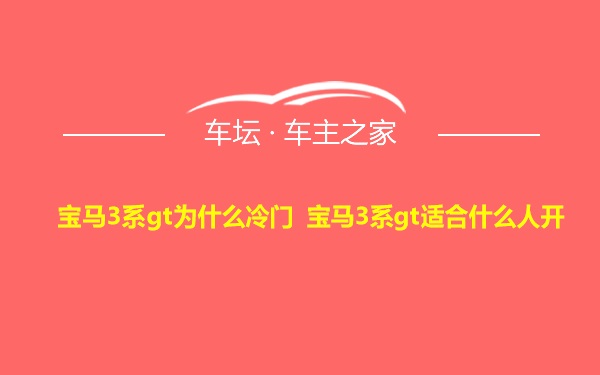 宝马3系gt为什么冷门 宝马3系gt适合什么人开