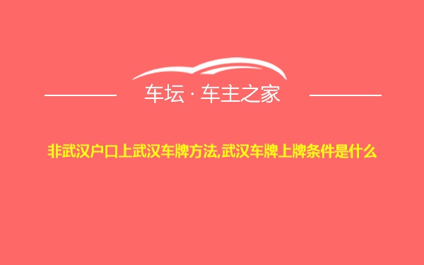 非武汉户口上武汉车牌方法,武汉车牌上牌条件是什么