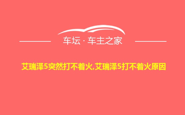 艾瑞泽5突然打不着火,艾瑞泽5打不着火原因