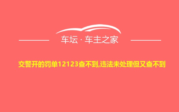 交警开的罚单12123查不到,违法未处理但又查不到