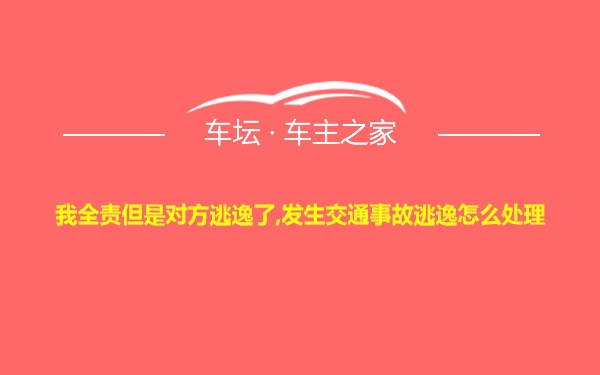 我全责但是对方逃逸了,发生交通事故逃逸怎么处理