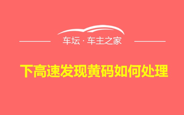 下高速发现黄码如何处理