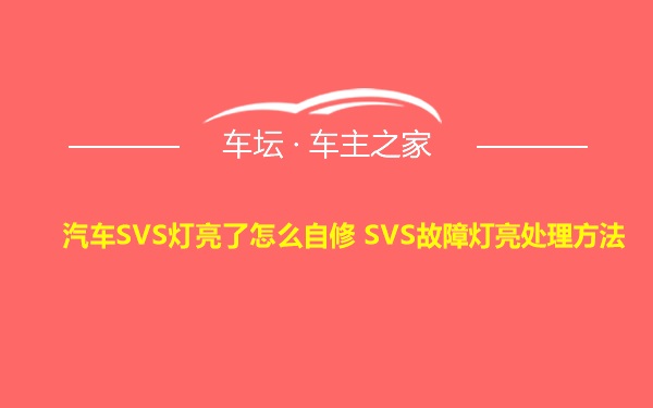 汽车SVS灯亮了怎么自修 SVS故障灯亮处理方法