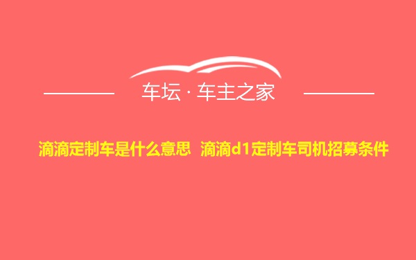 滴滴定制车是什么意思 滴滴d1定制车司机招募条件