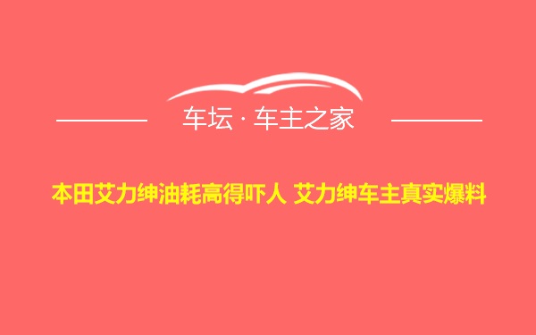 本田艾力绅油耗高得吓人 艾力绅车主真实爆料