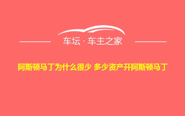 阿斯顿马丁为什么很少 多少资产开阿斯顿马丁