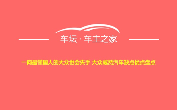 一向最懂国人的大众也会失手 大众威然汽车缺点优点盘点