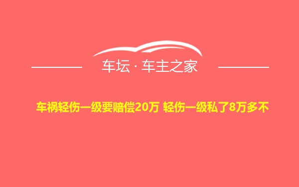 车祸轻伤一级要赔偿20万 轻伤一级私了8万多不