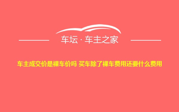 车主成交价是裸车价吗 买车除了裸车费用还要什么费用