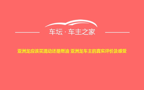 亚洲龙应该买混动还是燃油 亚洲龙车主的真实评价及感受