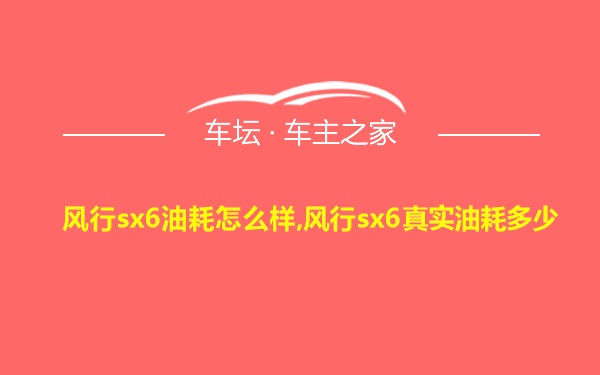 风行sx6油耗怎么样,风行sx6真实油耗多少