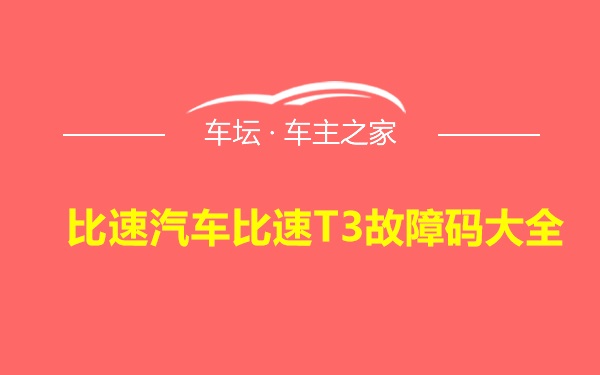 比速汽车比速T3故障码大全