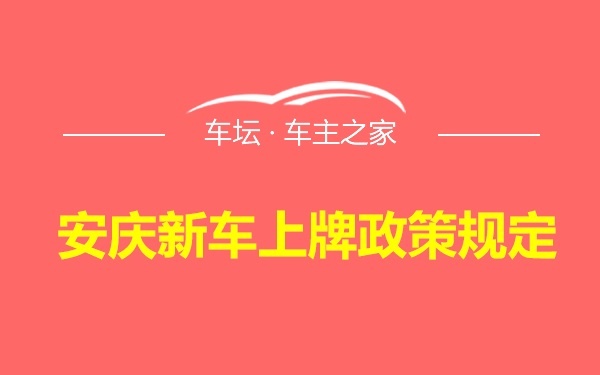 安庆新车上牌政策规定