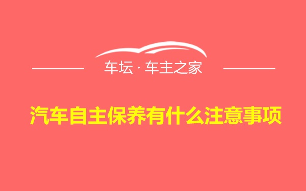 汽车自主保养有什么注意事项