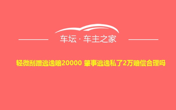 轻微刮蹭逃逸赔20000 肇事逃逸私了2万赔偿合理吗