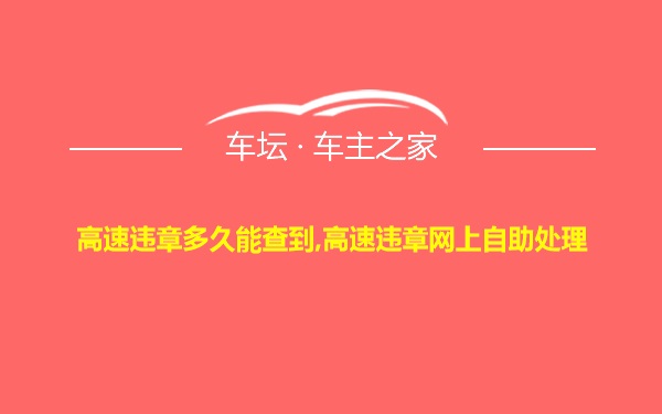 高速违章多久能查到,高速违章网上自助处理