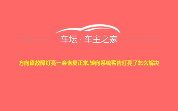 方向盘故障灯亮一会恢复正常,转向系统警告灯亮了怎么解决