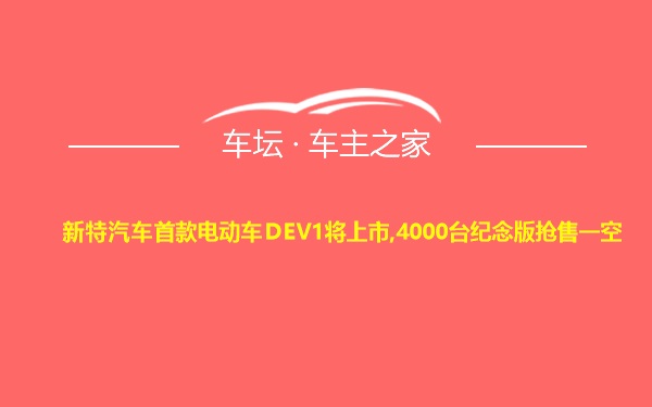 新特汽车首款电动车DEV1将上市,4000台纪念版抢售一空