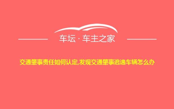 交通肇事责任如何认定,发现交通肇事逃逸车辆怎么办