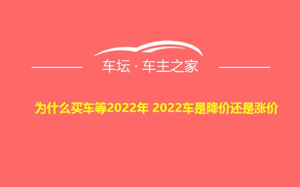 为什么买车等2022年 2022车是降价还是涨价