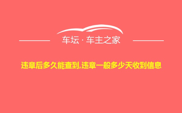 违章后多久能查到,违章一般多少天收到信息