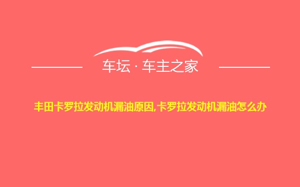 丰田卡罗拉发动机漏油原因,卡罗拉发动机漏油怎么办