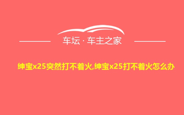 绅宝x25突然打不着火,绅宝x25打不着火怎么办