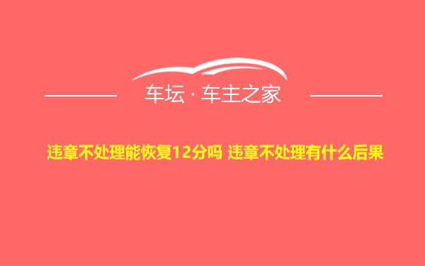 违章不处理能恢复12分吗 违章不处理有什么后果